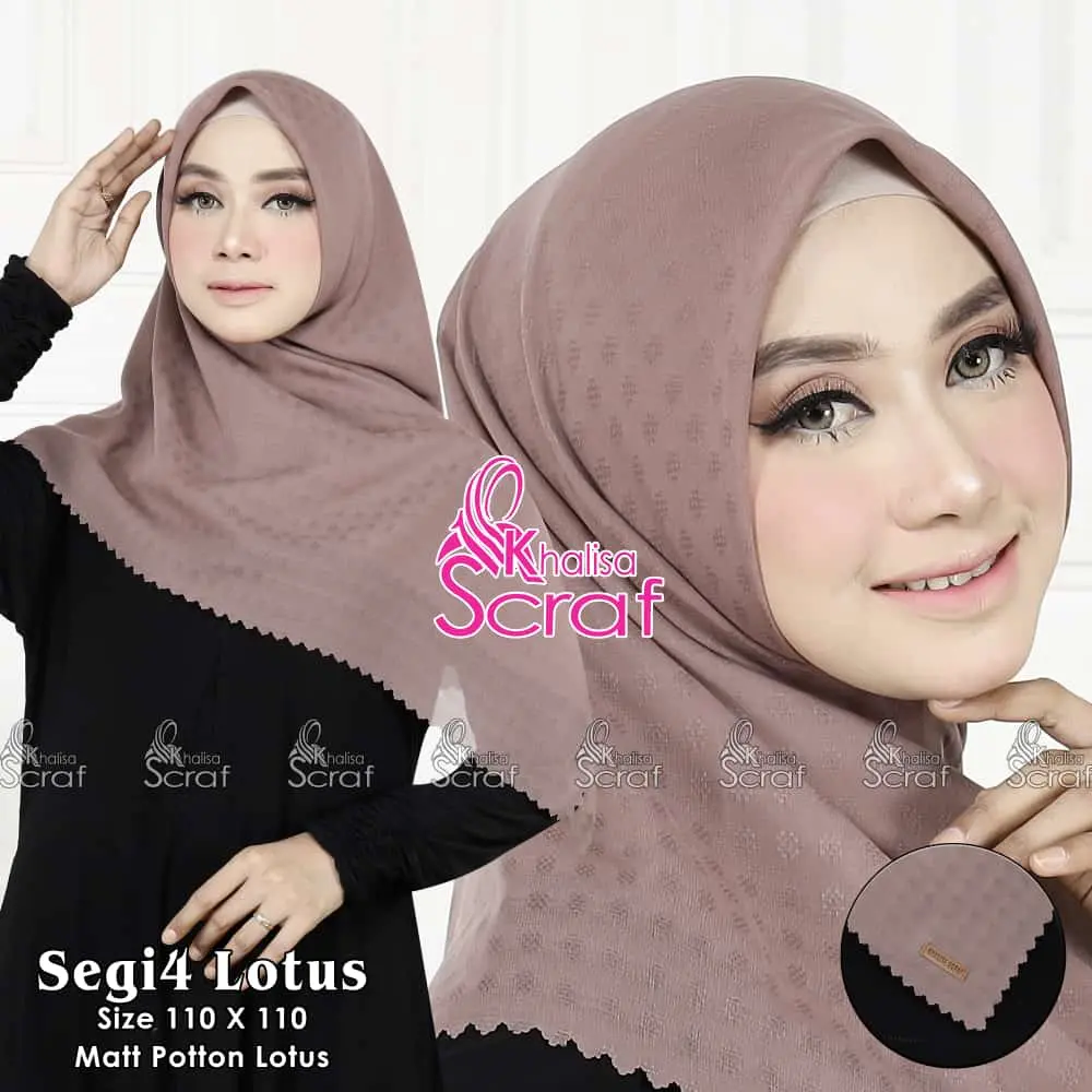 jilbab segi empat/lotus/bella square/khalisa scraff/jilbab kantor/jilbab sekolah/ segi empat lasercut by KHALISA SCARF Kerudung Muslim