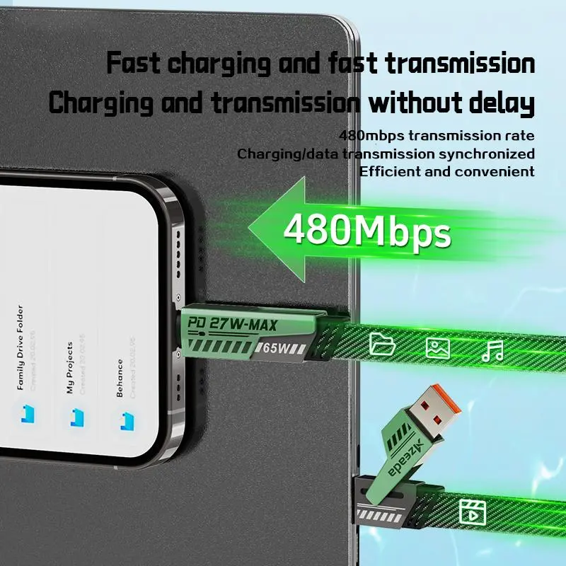 4 in 1 PD 65W Fast Charging Data Cable, Multifunctional Charging Cable Compatible with iPhone & Android, Universal Mobile Phone Accessories 5