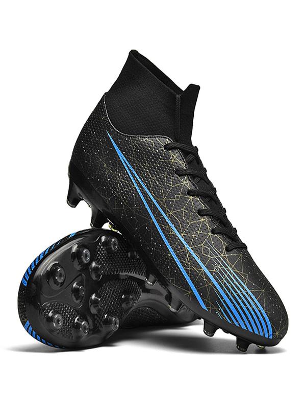 New Arrival Summer Striped High Top Professional Soccer Shoes, Lace Up Non-slip Sneakers for Training Match Practice, Athletic Sports Shoes for All Seasons 8