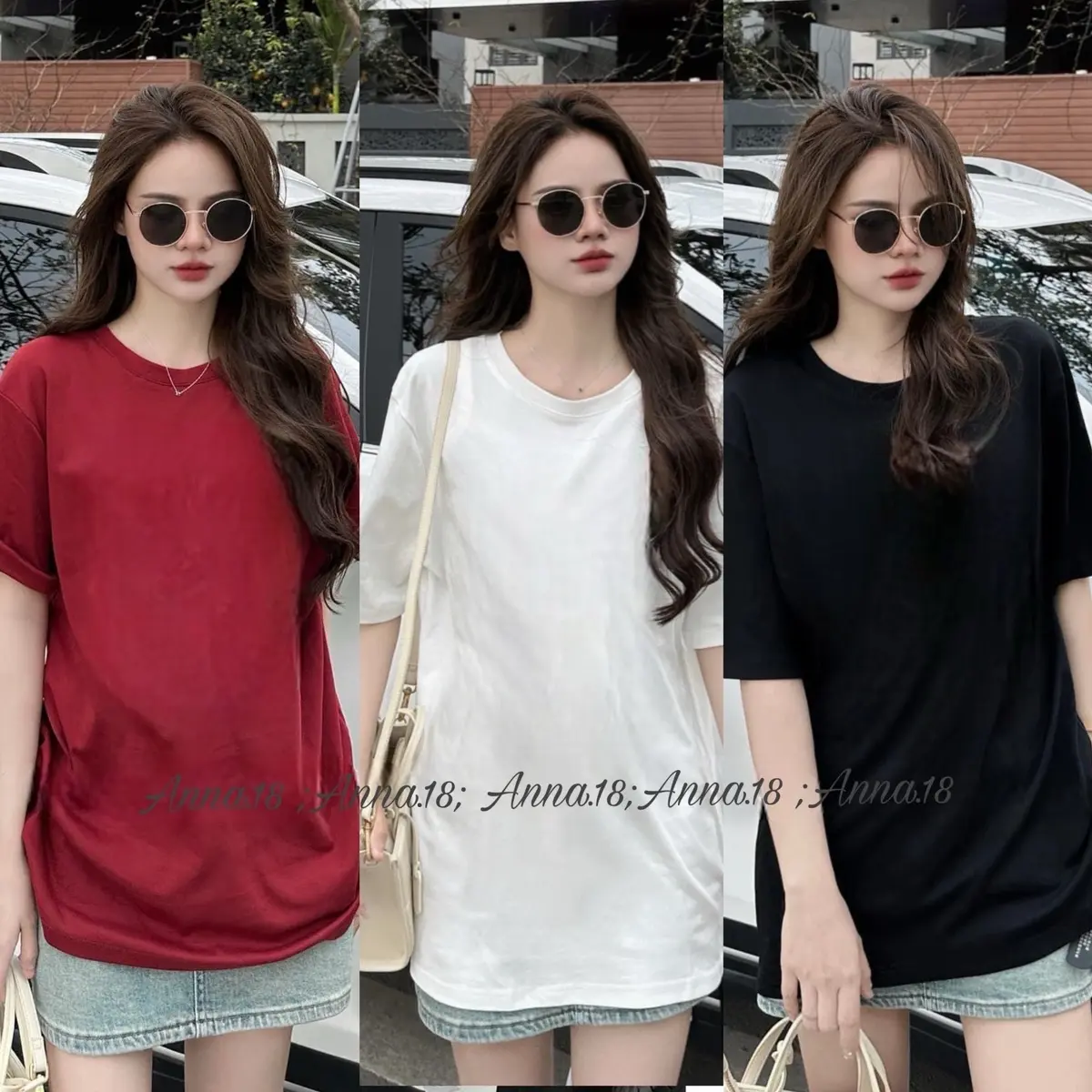 Áo Phông 3158  chất COTTON KHÔ form rộng ( CỔ TRÒN - TRƠN)  Top Cotton