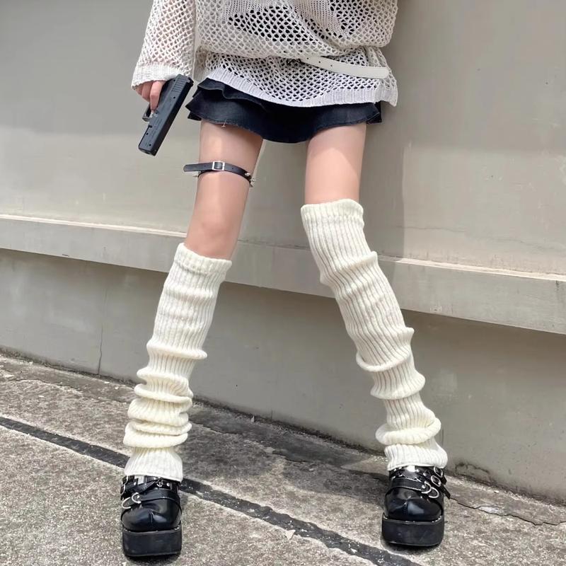Bọc Chân Dệt Kim Lolita, 1 Đôi, Có Kích Thước 40 / 50 / 70cm, Màu Trắng Và Đen, Vớ Đan, Mũ Bọc Bốt, Quần Legging Ấm Áp, Thích Hợp Cho Mùa Thu Và Mùa Đông, Hàng Mới Về 7
