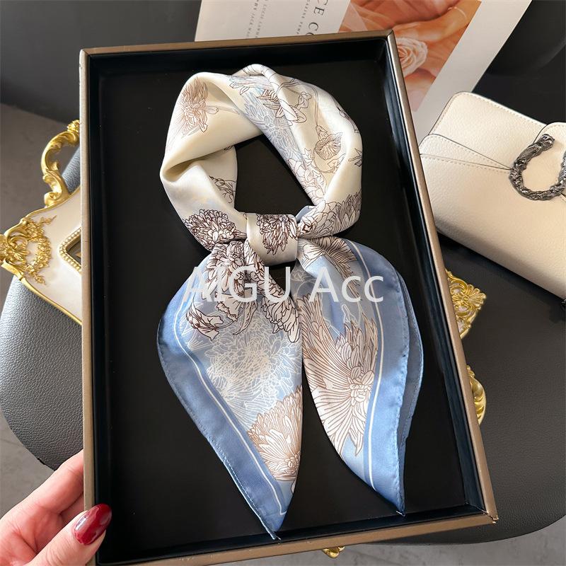  Khăn Quàng Cổ Vuông Cổ Áo Tóc In Hình Dành Cho Nữ Hàng Mới Về 70CM  27,55inch  Làm Bằng Lụa Mô Phỏng Lụa Thích Hợp Cho Tiếp Viên Khăn Choàng Nữ Công Sở WJ70FZS-96 