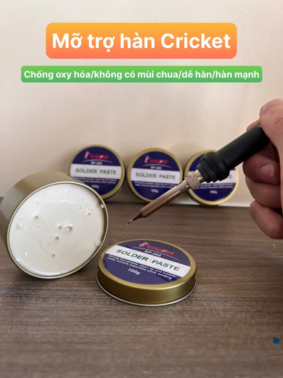 Mỡ trợ hàn Cricket bám hút mối hàn