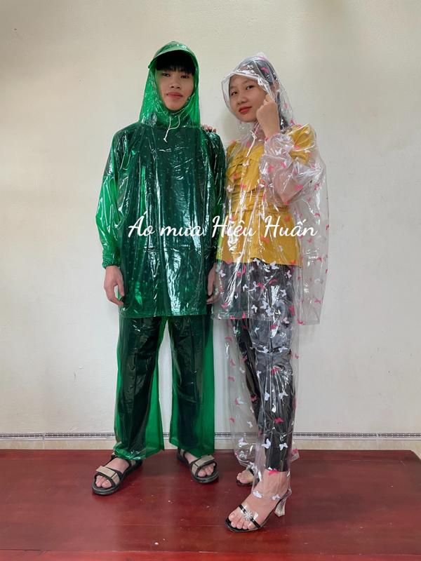 Áo Mưa Bộ 1 Người Chống Thấm, Áo Mưa Trong Suốt PVC dẻo Aomuahieuhuan PVC Chống nước