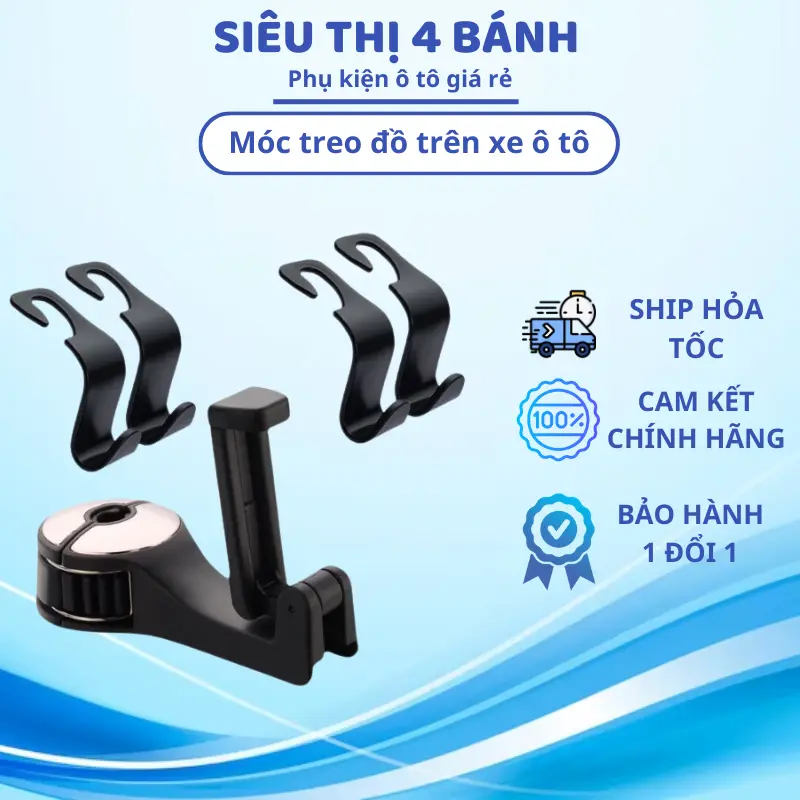 Móc treo đồ trên xe ô tô, bộ 2 chiếc móc treo đồ ghế trước ô tô Phụ tùng xe máy 5d1f1v2df