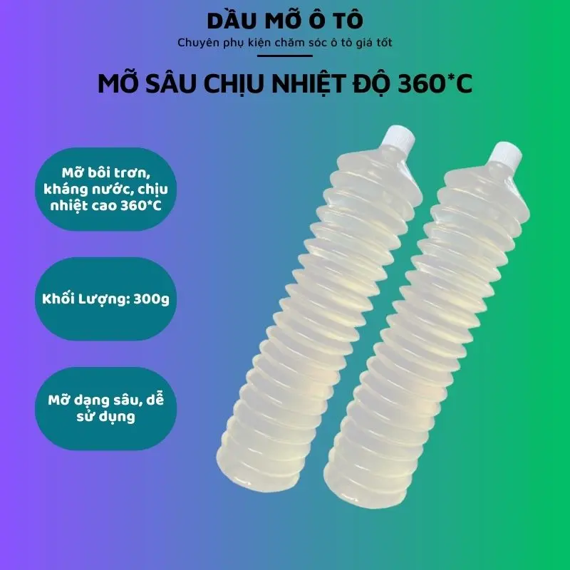Mỡ Sâu, Mỡ Bò Bôi Trơn Chịu Nhiệt 360*C Màu Trắng Trong Đóng Dạng Con Sâu 300g Grease Lithium Crystal - Sieuthioto