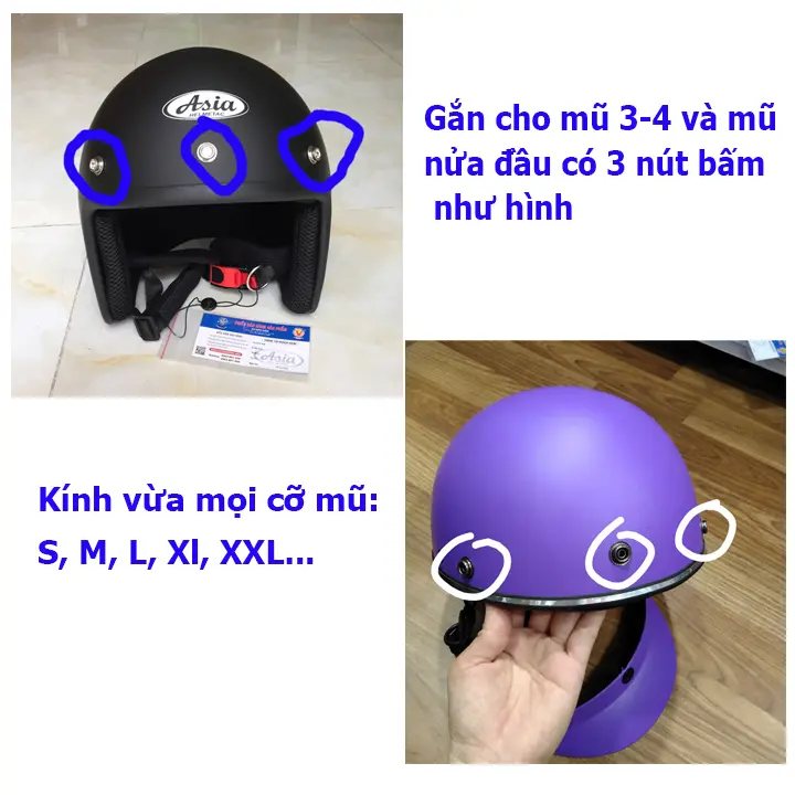 Bộ 3 Nút Bấm Gắn Nón Bảo Hiểm, Lắp Kính 1
