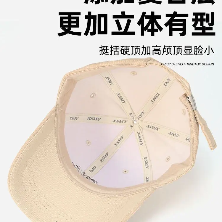 3D Hard Brim Baseball Cap for Women New Deep Crown Versatile Hard Brim Ins Style Sun Protection Face Slimming Letter Embroidery Duckbill Cap 5