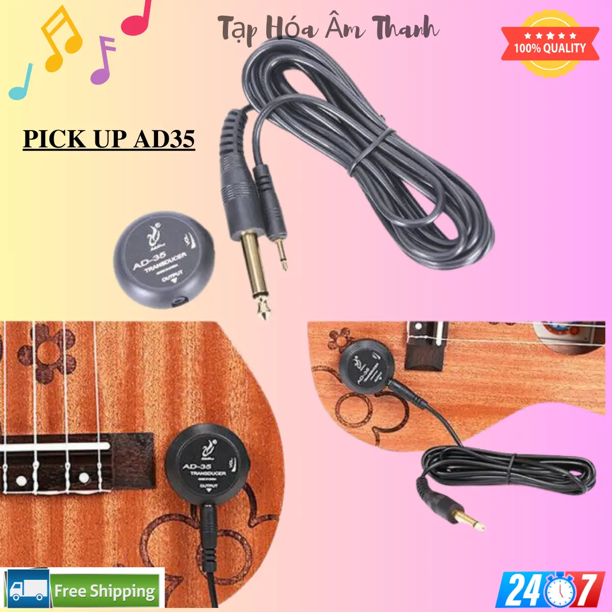 Bộ thu âm thanh Pickup Nhạc cụ đa dụng Piezo Adeline AD-35 - Dây dài 3m