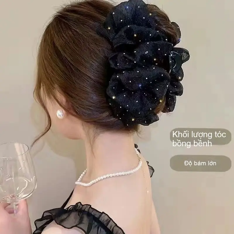 Kẹp Tóc Càng Cua Kim Cương Giả, Hình Nơ Và Đám Mây, Chất Liệu Lưới Mềm, Không Gây Hại Cho Tóc, Thích Hợp Cho Kiểu Tóc Công Chúa, Phát Hành Năm 2025