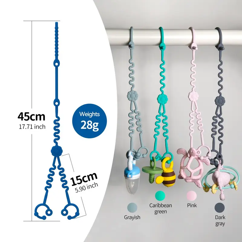 Baby Safety Seat Toy Traction Rope (5 Counts/set), Flower Shaped Adjustable Car Safety Seat Toy Traction Rope, Anti-fall Rope Suitable for Baby Stroller 1