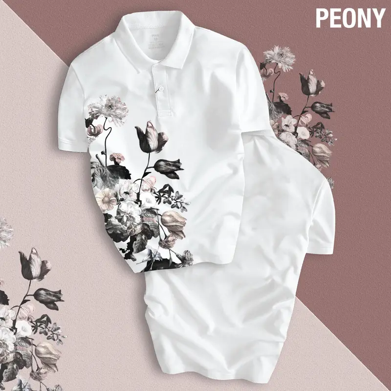 Áo Thun Polo UNISEX Nam Nữ PEONY thiết kế sắc nét, nổi bật, trẻ trung, chuẩn form Menswear Top Tre Shirt 2