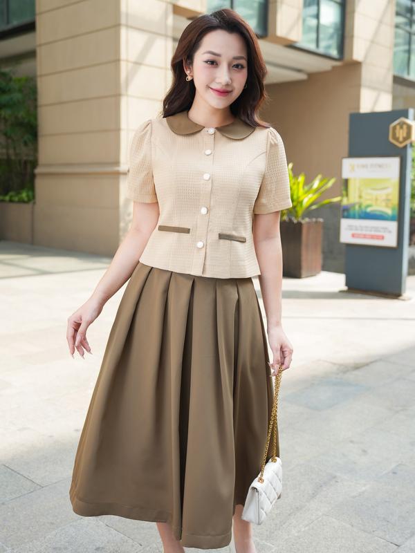  Tách bộ đồ kiểu nữ Cardina bán rời Áo và Chân váy cạp cao xếp ly thiết kế thanh lịch sang trọng 3AKC01 - 3CVX01 