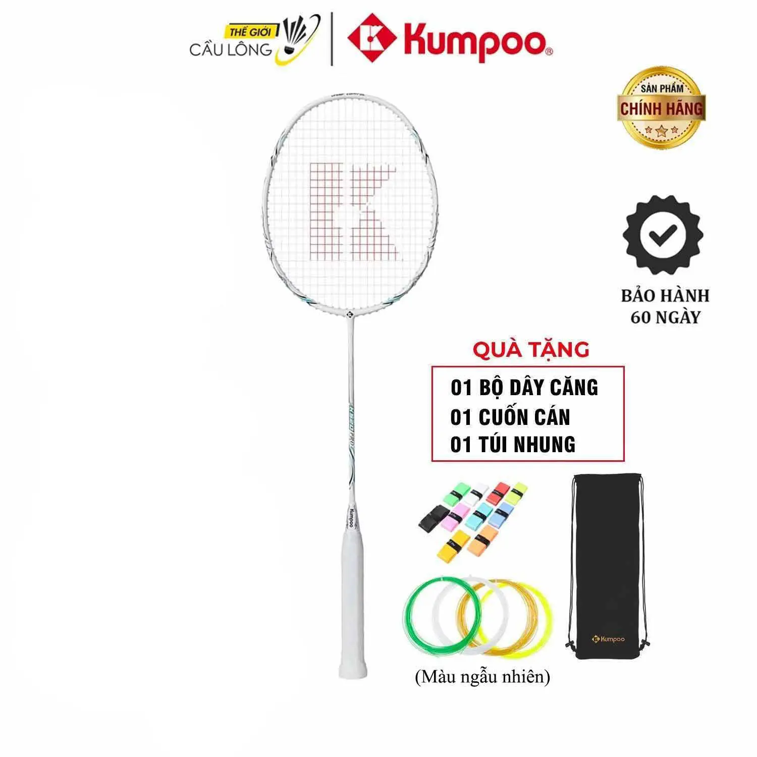 Vợt cầu lông Kumpoo K520pro tặng 1 quấn cán Kalovi màu ngẫu nhiên, 1 túi nhung, 1 bộ cước màu ngẫu nhiên, đan theo mức kg yêu cầu, lối chơi công thủ toàn diện Sport Cán Vợt