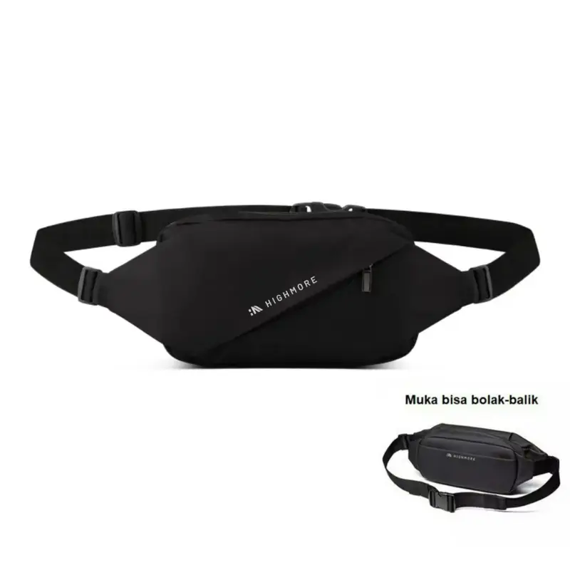 PALING LARIS Tas Selempang Pria Original Highmore TERLARIS Hitam Slingbag 4
