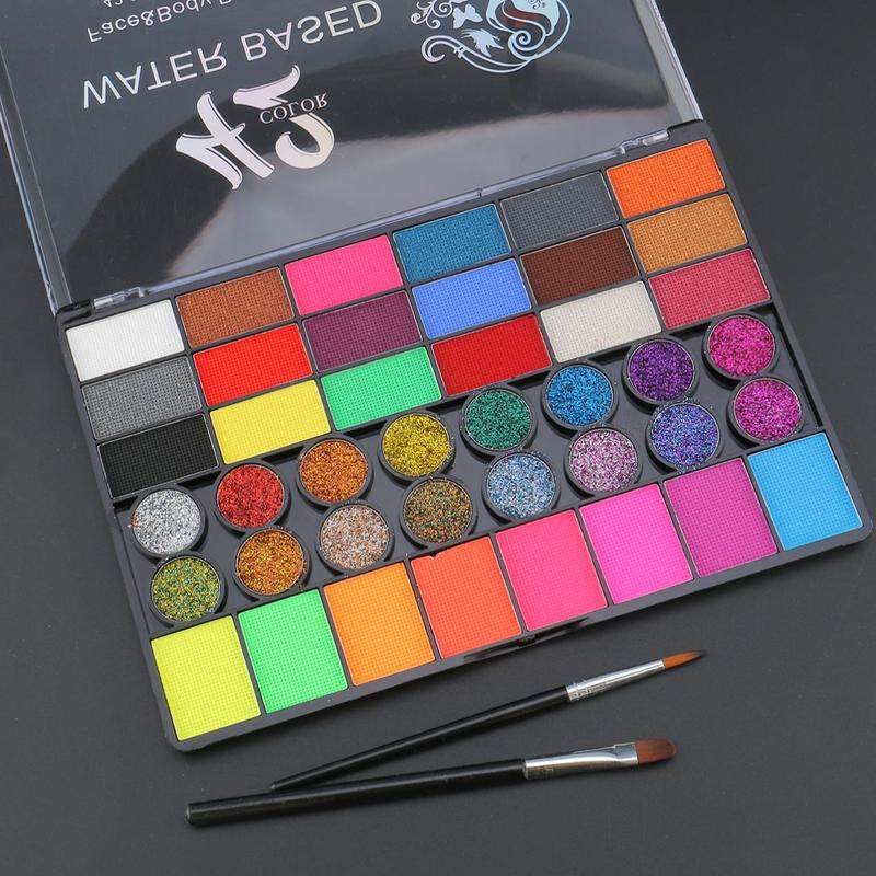 42 Color Water-soluble Face Body Painting Palette with 2 Brushes, 1 Box Stage Makeup Funny Body Painting, Party Face Painting, Stage Makeup Color Paint, Cosmetic 6