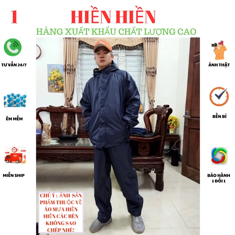 1 bộ áo mưa 4 lớp kiêm áo gió dành cho nam nữ, cao cấp có dây rút mũ, 3 túi có khóa, gồm 1áo+1quần,  siêu chống nước dành cho người lớn và cho bé mũ liền thân - ĐEN 1 0