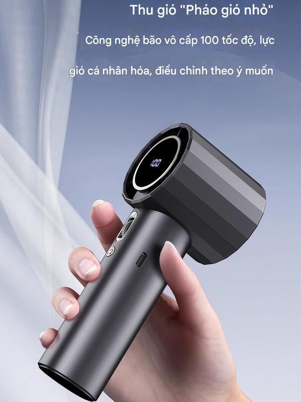 ASALAVN Quạt phản lực cầm tay Quạt Turbo có thể sạc lại, Quạt siêu tốc cầm tay, di động, gió mạnh, tốc độ cao 100 vòng/phút Tốc độ gió Màn hình kỹ thuật số quạt usb mobile Phụ Kiện handheld  icy 6