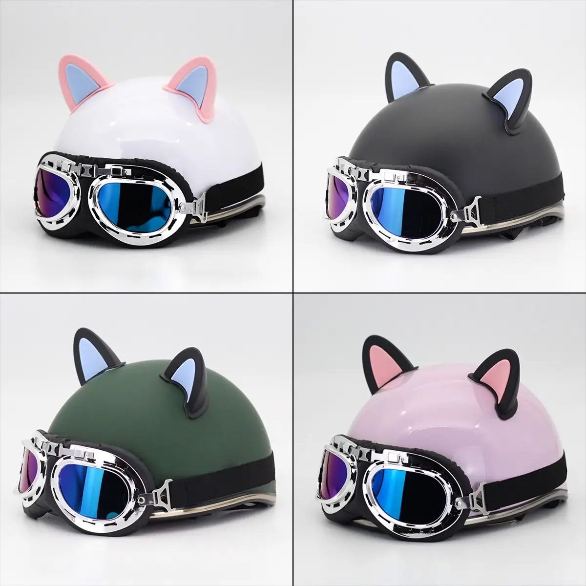 MŨ BẢO HIỂM PHI CÔNG KÈM TAI MÈO 2 MÀU-NHIỀU MÀU LỮA CHỌN-ĐẠT CHUẨN CR Helmet