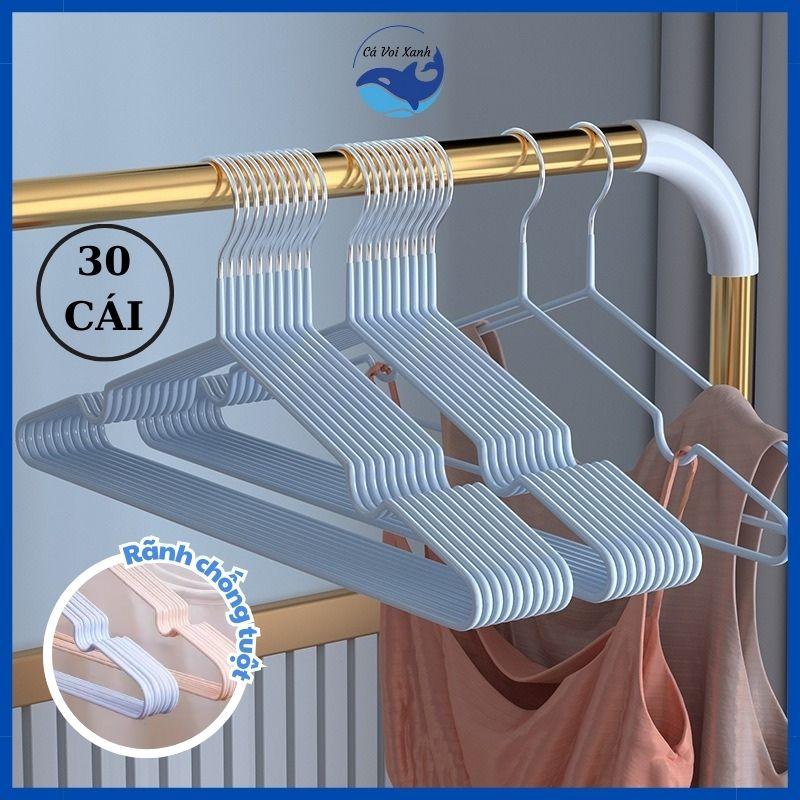 [30 MÓC] Móc Treo Quần Áo Gia Đình, Shop Thời Trang, Móc Treo Quần Áo Bọc Nhựa