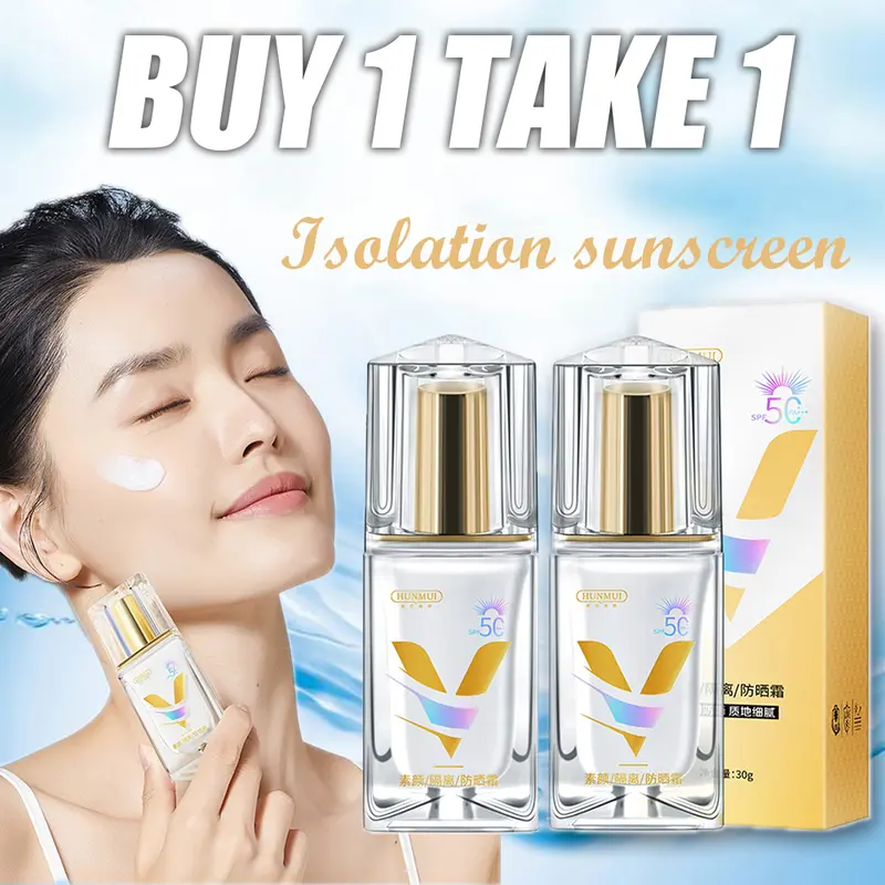 Kem Chống Nắng HUNMUI SPF50 + +, Dưỡng Trắng, Chống Tia UV Hiệu Quả, Sữa Khuôn, Tươi Mới, Không Nhờn, Bảo Vệ Trước Khi Trang Điểm, Mua 1 Lấy 1 & Hoàn Xuống 0