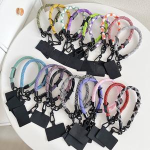 Mobile Phone Chain Ring Cord for Keys Wrist Strap Luxury Hanging Cell Phone Holder Bold Rope Keychain Contrasting Colors Hand Lanyard