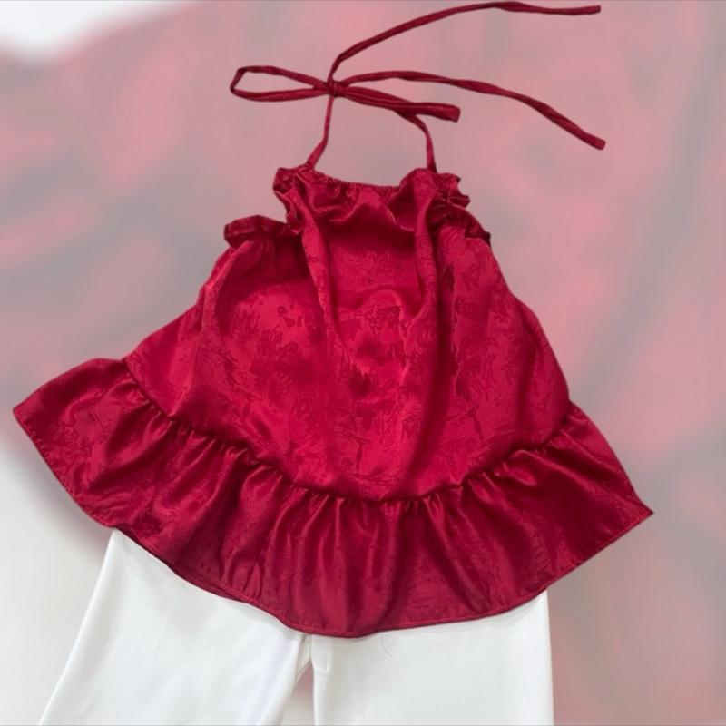 SAMclothing - Yếm đỏ cho bé gái 8 đến 25 kg xinh tươi 1