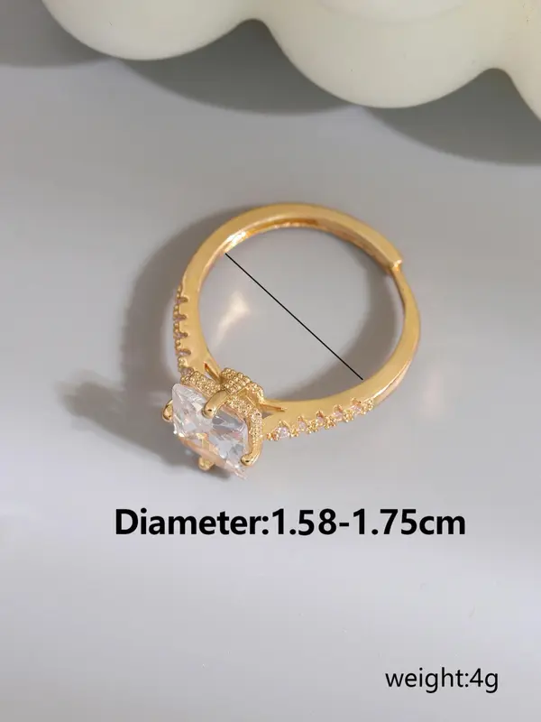 Elegant Square Shaped Zirconia Ring, Fashion Jewelry for Party, Daily Clothing Decor, Trendy All-match & Exquisite Jewelry for Birthday Gift 1