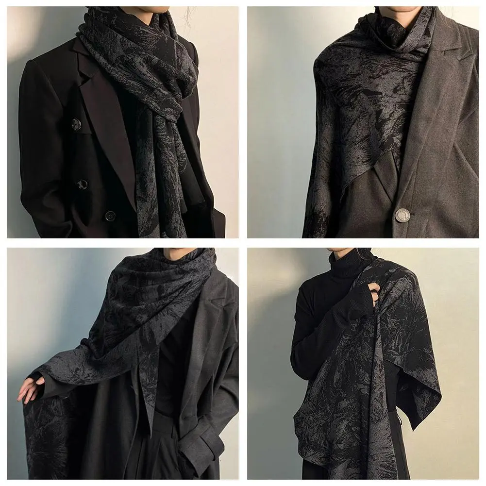 Khăn Quàng quàng cổ Giả Cashmere, Màu Đen Và Tối, Thiết Kế Graffiti, Dành Cho Cả Nam Và Nữ, Ấm Áp Và Dễ Phối Đồ, Có Thể Được Sử Dụng Làm Chăn Bìa, M8H2