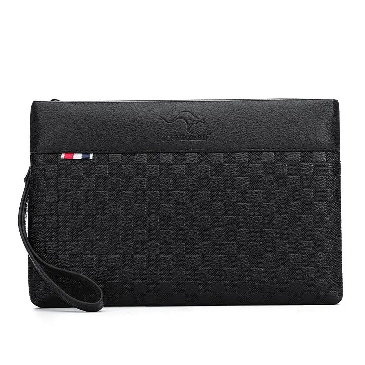 Ví cầm tay nam da cao cấp dạng hộp bảng lớn caro Màu Trơn SFD65 Clutch