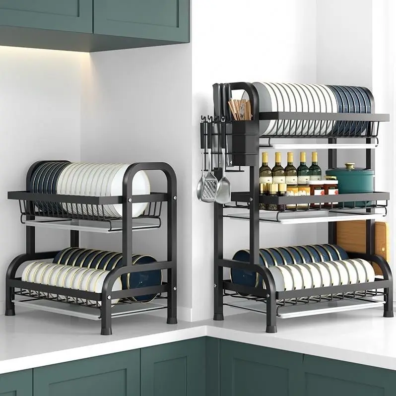 Kệ Đựng Bát Đĩa 2/3 Tầng Có Khay Hứng Nước Sạch Sẽ Tiện Lợi Kitchen Nhà Bếp (ảnh thật ở cuối) kedung  chenbat