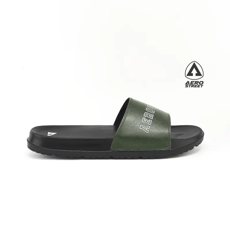 Aerostreet 39-44 Prime Hitam Army - Sandal Sendal Selop Slip On Casual Pria Wanita Aero Street BAAAA 1