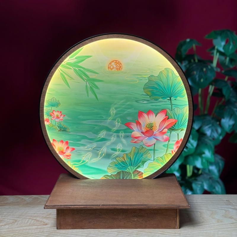  Bộ Kệ Đèn Led Hào Quang In Cây Bồ Đè Đầm Sen - Tuệ Nga 