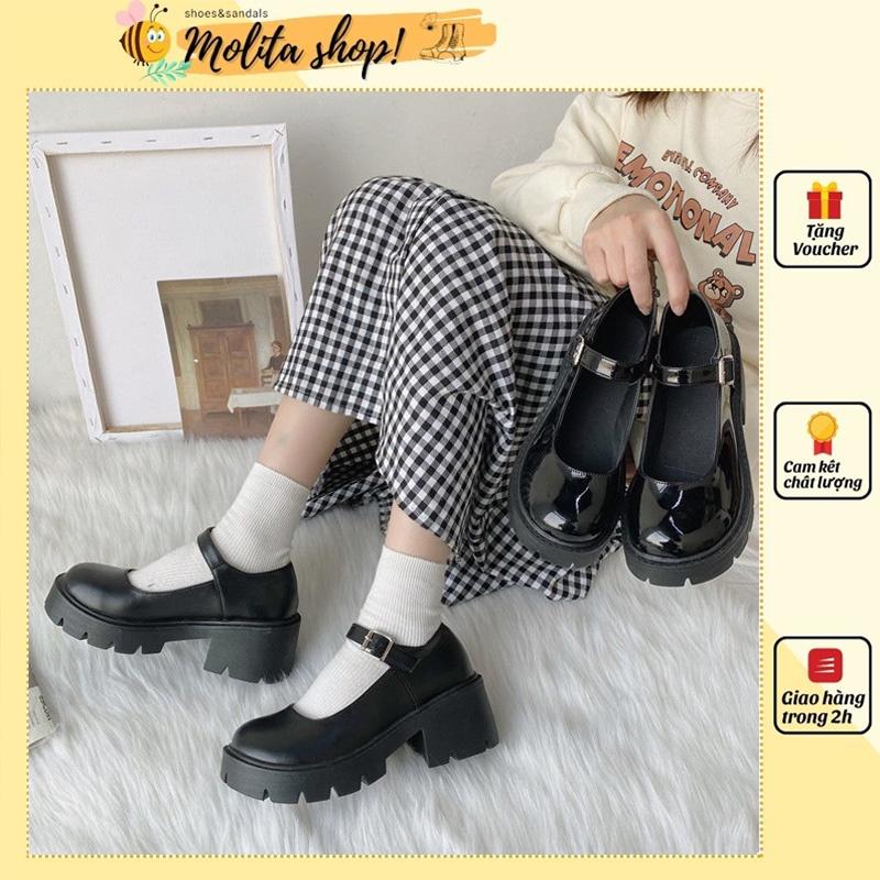 Giày Lolita Đế Cao 5cm Giày Vintage Nữ Phong Cách Ulzzang Hàn Quốc Hottrend 2022(Giày Lolita Nữ) LB01-Molita 1