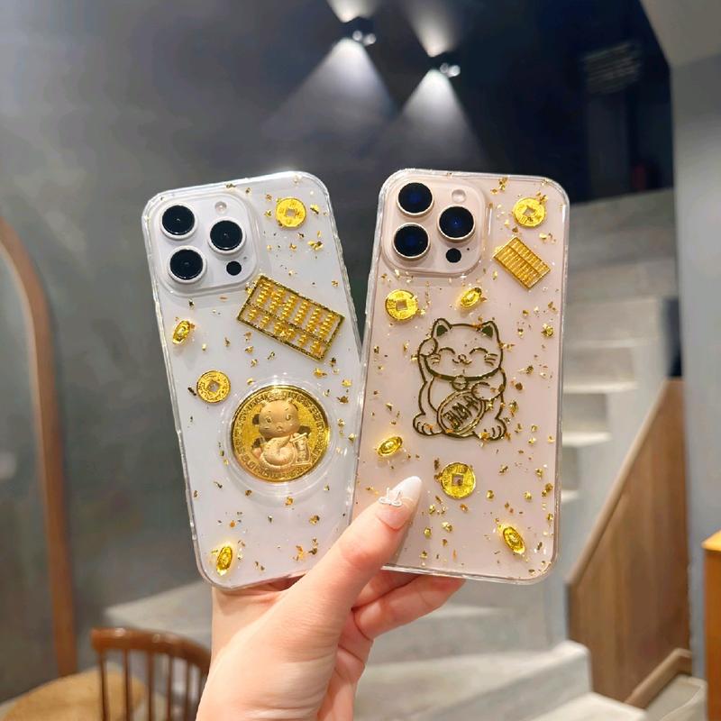 [HOT 2025] Ốp lưng Rắn vàng thần tài Mèo vàng may mắn dành cho điện thoại iphone Phụ Kiện Silicon