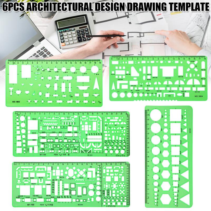 6 Pcs Architect Multi Purpose Drawing Template Geometric Mol - TikTok ...