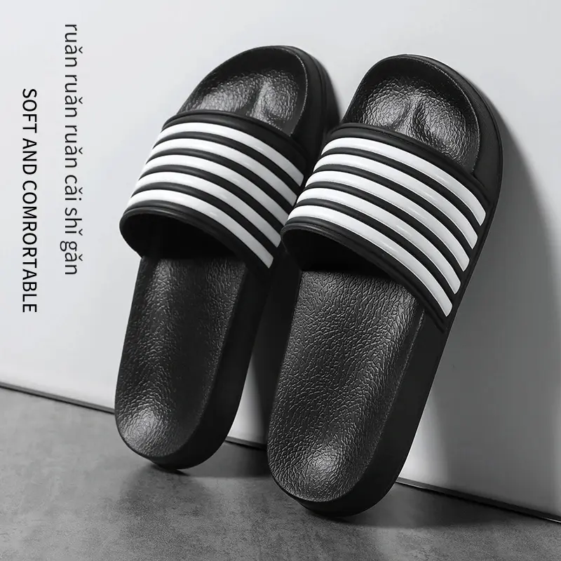 Men's Trendy Striped Open-Toe Slippers, Non-Slip Durable Indoor/Outdoor Footwear for All Seasons 1