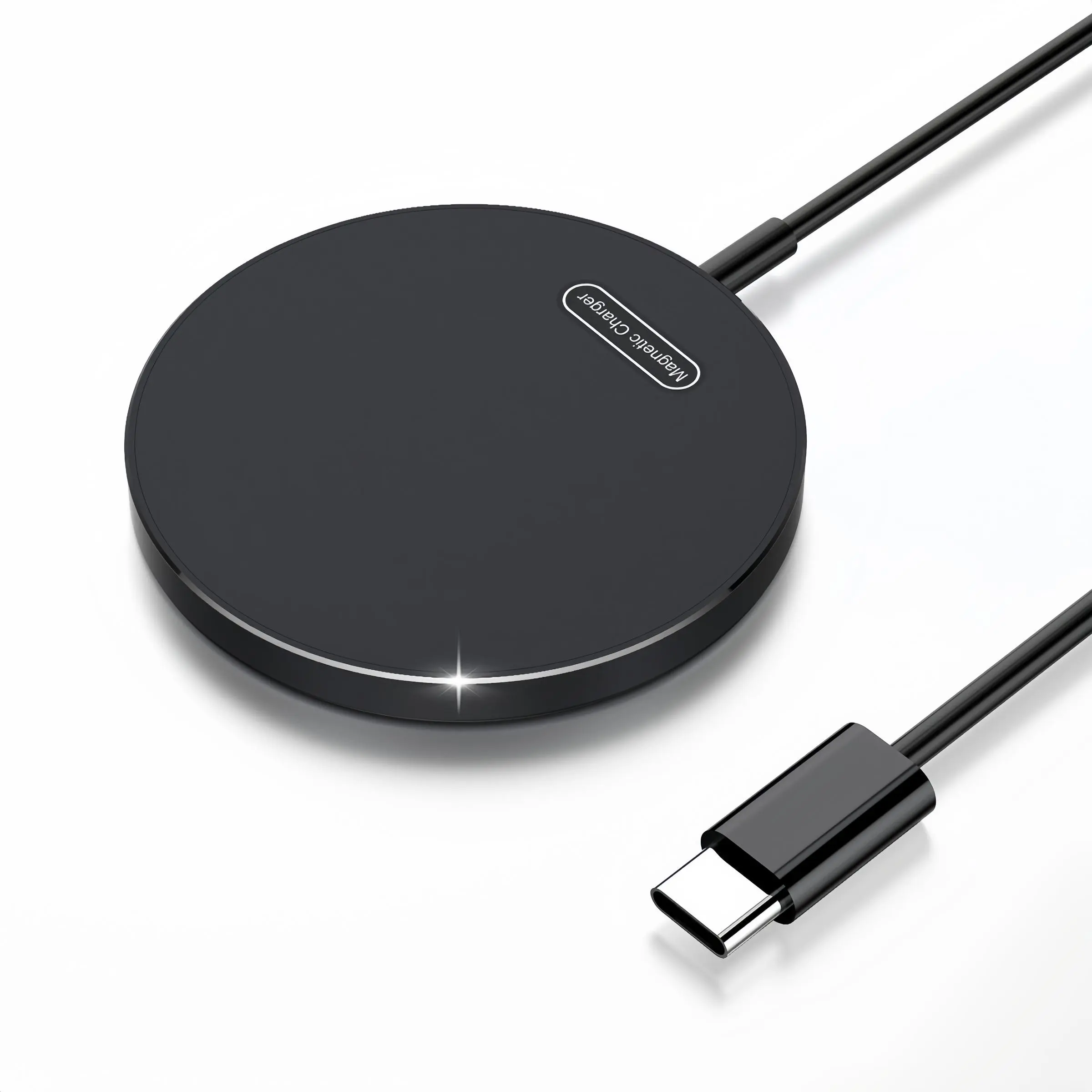15W Magnetic Wireless Charger, Magnetic Wireless Charging Adapter with Type-C Port Charging for Magsafe Charger, Universal Compatibility for iPhone