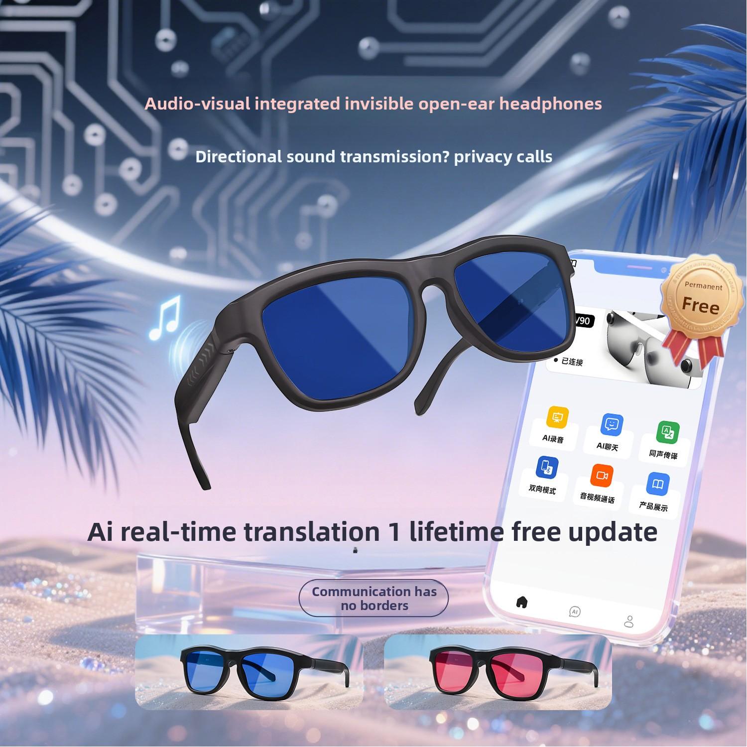 Smart Color-changing AI Bluetooth Anti-blue Light Sunglasses Can Translate Calls, Listen To Music, and Remotely Control Photos - Image 3
