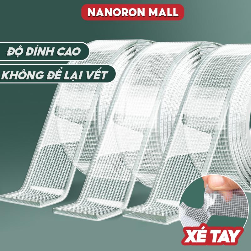 Băng Keo Nano 2 Mặt Siêu Dính Lót Lưới Thủy Tinh NANORON - Băng keo 2 mặt trong suốt Bản 2cm 3cm 5cm