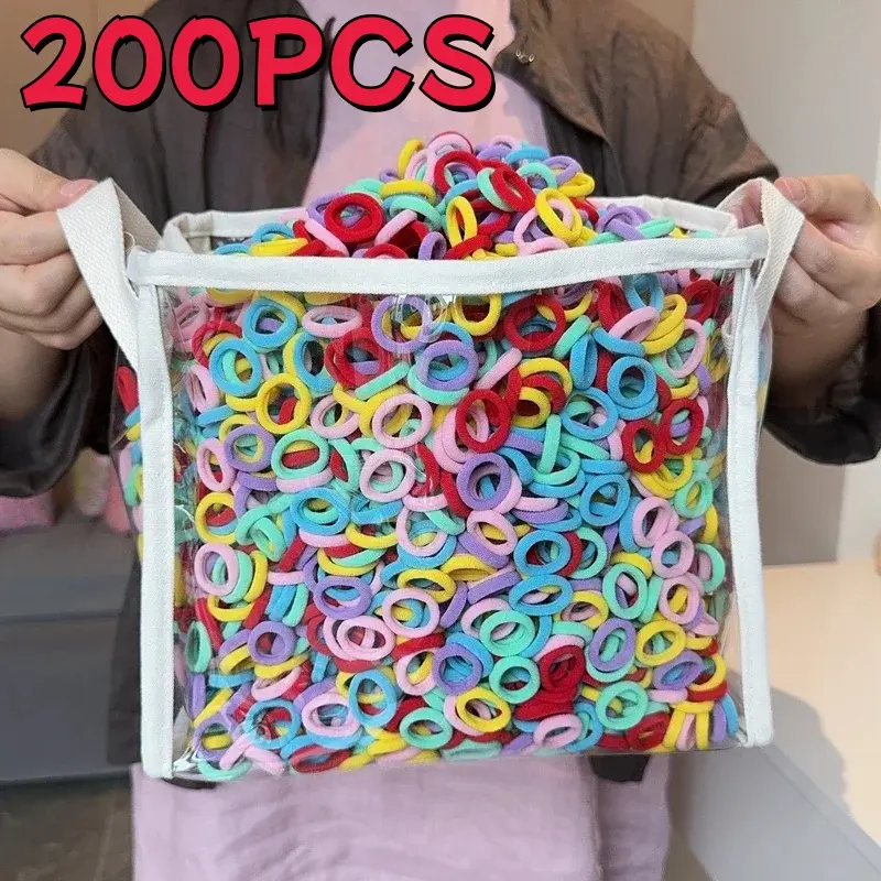 Phụ Kiện Tóc Cho Bé Gái, 200 Cái / túi, Dây Cao Su, Màu Pastel Dây Buộc Tóc Đuôi Ngựa Dây Buộc Tóc Co Giãn