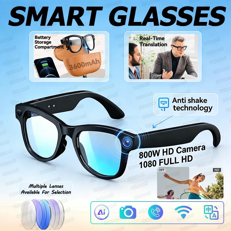 2026New Upgrade Smart Glasses With Camera 3600mAh Power Bank 800W HD Photo Video Bluetooth Call Translation Voice Sunglasses Man