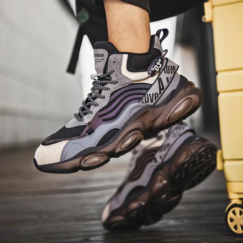 Benutzerdefinierte leuchtende Winter-Plüsch-Freizeit-Sneakers aus Leder in Übergröße US 13 EU 48 Sport-Laufschuhe mit Luftkissen für Herren, geschlossene Jungen_voghion.com