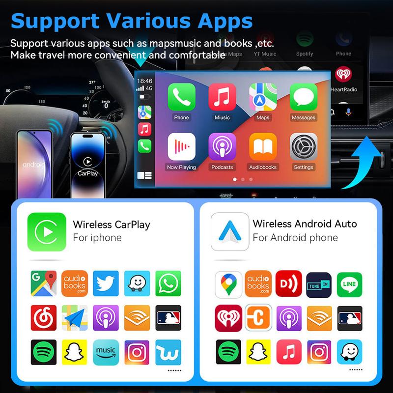 Product Introduction of Universal 2 in 1 Wireless CarPlay Adapter Wireless Android Auto Adapter play Ai Box for Audi Mercedes Mazda Subaru Citroen Kia 23