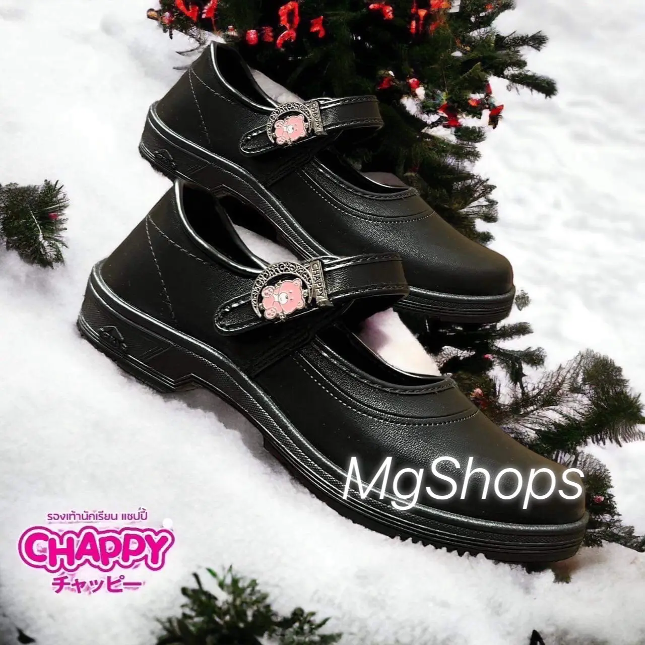 รองเท้านักเรียนหญิง CHAPPY  TP-289 หนังดำ ใหม่ล่าสุด!! เด็กโต นักเรียนรุ่นเข็มขัด My Little Pony ไซส์ 34-42