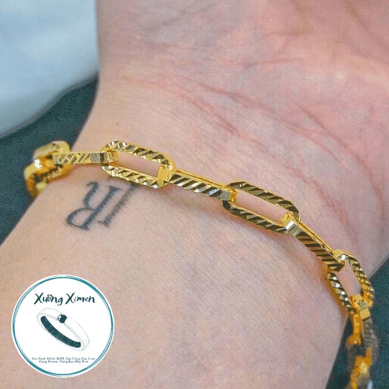 Lắc Tay Mắc Xích Đơn Chạm Máy, Trơn 3 CHỈ Mẫu 18k Chất Liệu Đồng Hội Siêu Bền. Hàng Cao Cấp Xưởng Ximen Lắc Nam Nũ. Mang Hàng Ngày Không Đen, Không Phai Màu Phụ Kiện Móc Khoá