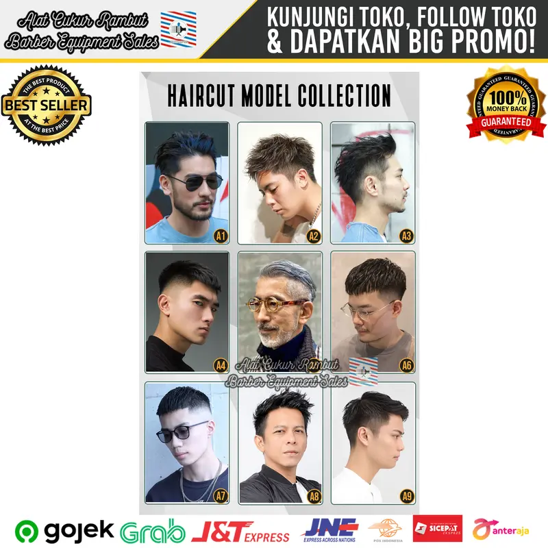 Poster Model Rambut Untuk Barbershop Pangkas Rambut Kertas 3