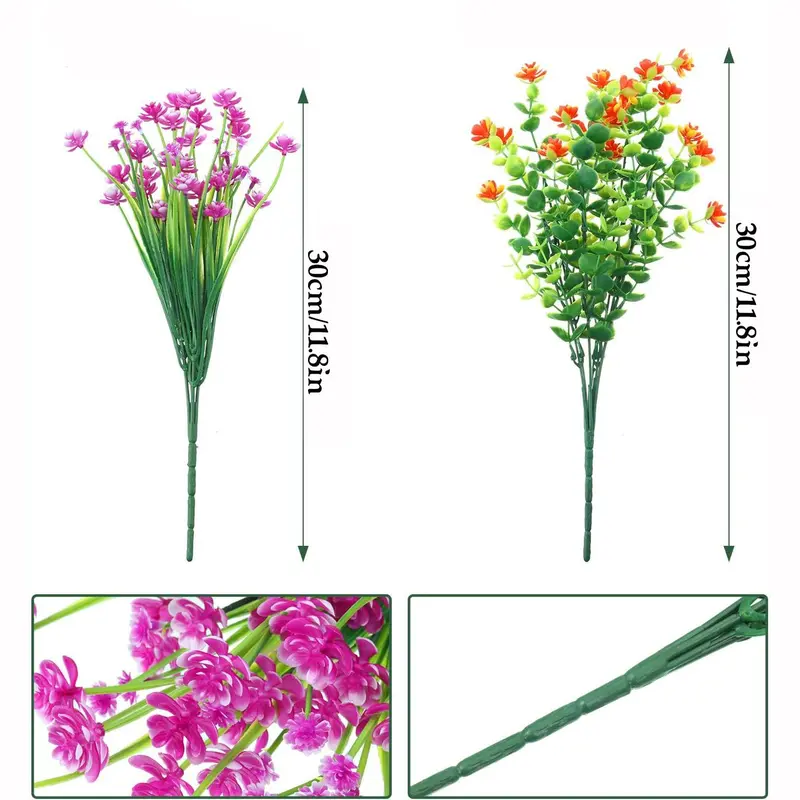 Artificial Flower Bouquet, 12pcs/set UV Resistant Faux Flower Bouquet, Fake Flower Bouquet, Decorative Flower for Home Garden Hanging Planter 1