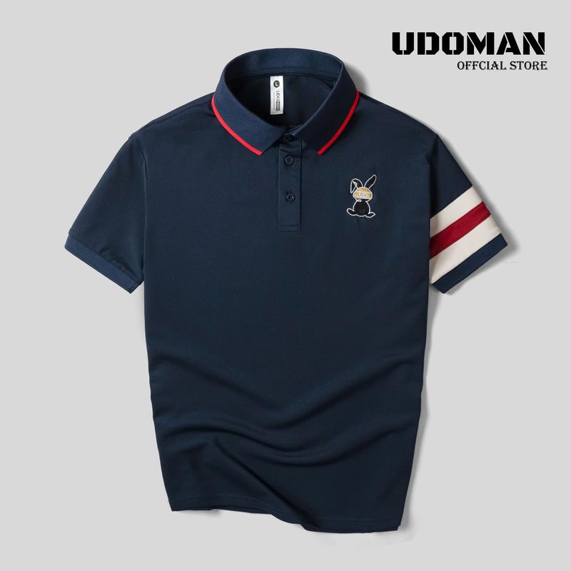 [LIVE] Áo polo nam UDOMAN màu xanh than phối họa tiết  thỏ UD.44