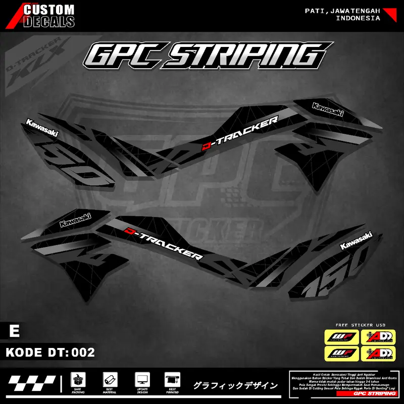 STICKER MOTOR KEREN STRIPING KAWASAKI DTRACKER150 SE Variasi Original-Sticker Variasi Kawasaki DTracker 002 4